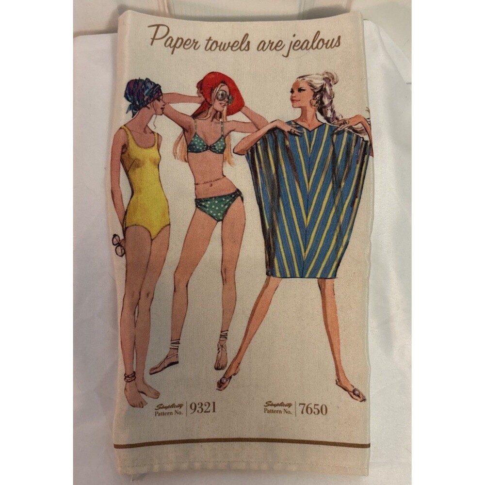 Simplicity Vintage Tea Towel “Paper Towels Are Jealous“ Collectible, Size 7 X 14